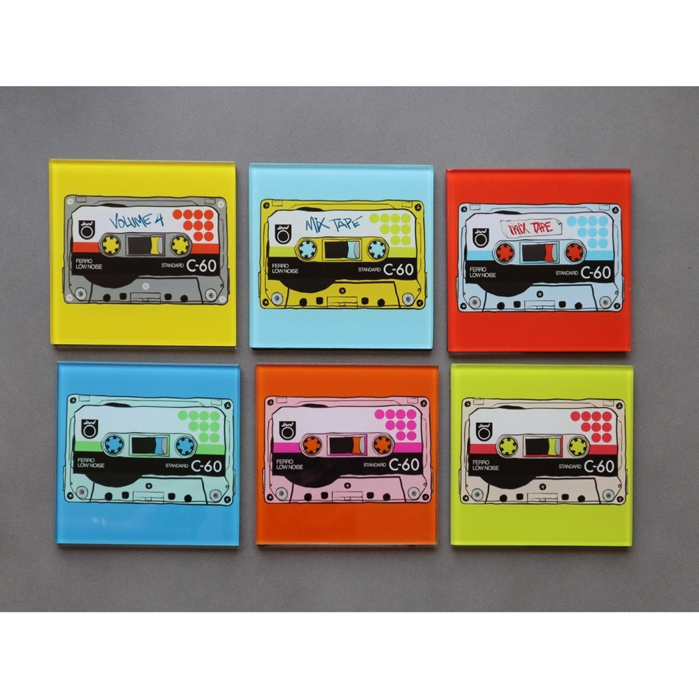 Faded Lines Retro Cassette Tape Coasters